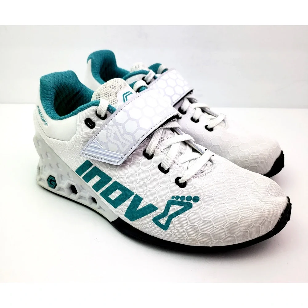Inov-8 Fastlift Power G 380 Womens Size 7.5 White Teal Weightlifting Gym Shoes